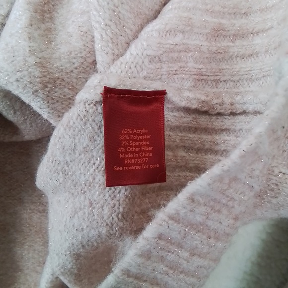 J LO Jennifer Lopez Balloon Sleeve Knit Sweater Size Medium Pink‎ Gold Threads - Picture 11 of 12